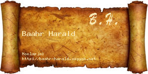 Baahr Harald névjegykártya